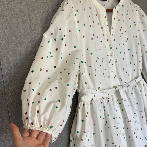 Talbots 100% Cotton Poplin; Blissful Floral Puff Sleeve Midi Shirt Dress Size 18 - Picture 7 of 16